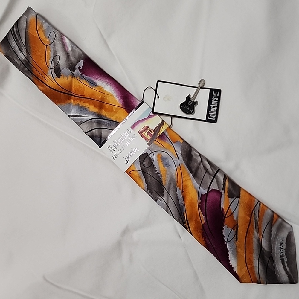 J. Garcia Vibrant Orange and Purple Tie